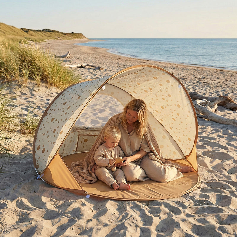 Bieco Strandmuschel Dots Kinderzelt UV-Schutz 80+ leicht transportabel stabil - 4005544206280