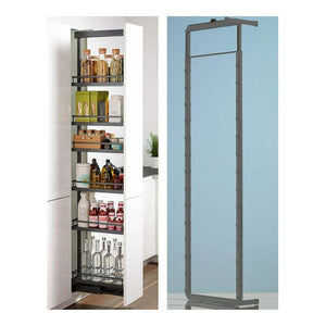 B-Ware HETTICH Hochschrankauszugrahmen Dispensa 90° 1845-2245mm Stahl silber 6 Tablare