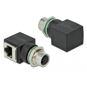 B-Ware Delock M12 RJ45 Netzwerk Adapter Kabel schwarz 1x M12-Buchse 1x RJ45-Buchse