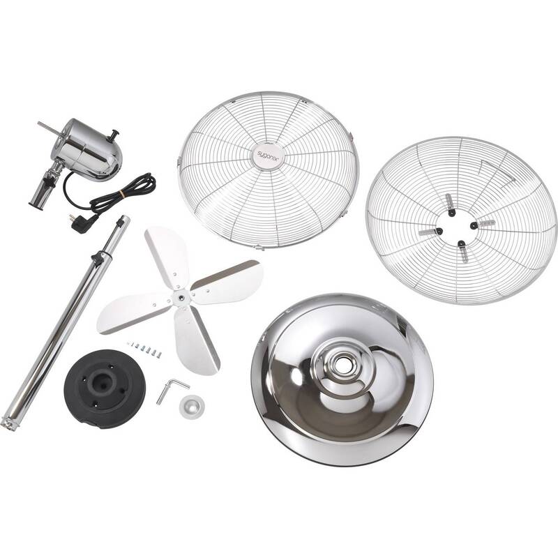 Sygonix Standventilator Ventilator höhenverstellbar schwenkbar 50W 445mm chrom - 4064161489353