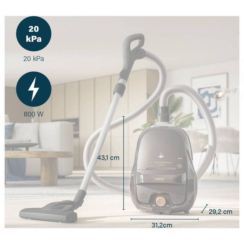 Princess Staubsauger Bodenstaubsauger 800W HEPA Staubbeutel schwarz 4l 9m - 8711387998386