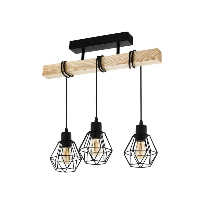 Deckenleuchte Townshend 5 schwarz creme 3 Käfigschirme E27 60W IP20 55cm - 9002759440749