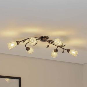 B-Ware Deckenleuchte Lampe Liliana Metall Schwarz Gold Glas Deckenlampe Leuchte LED