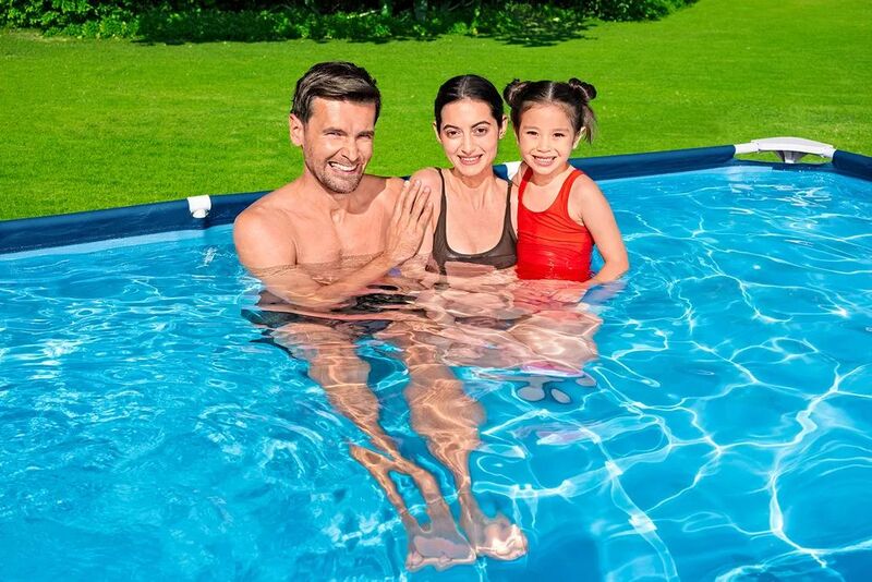 Bestway Stahlrahmen Pool eckig 300x201x66cm blau 3300l Gartenpool Schwimmen - 6941607327999