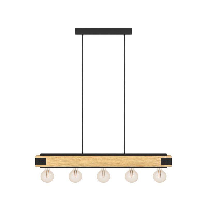 Eglo Hängelampe Pendelleuchte Layham schwarz holz hell Länge 96 cm 5 flg - 9002759434687