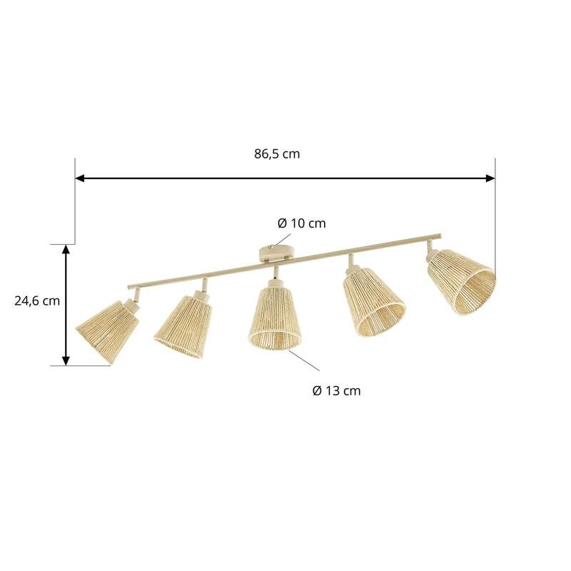 Lindby Deckenstrahler Anuva LED Strahler 5-flammig dimmbar beige 86x13cm - 4255830913693
