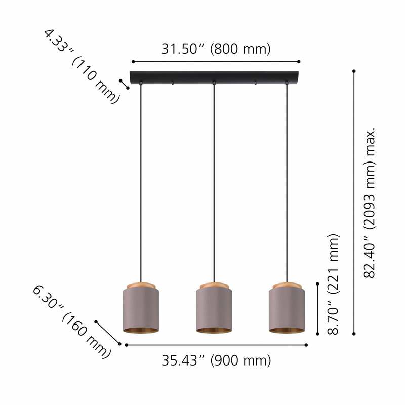 Eglo Hängelampe Hängeleuchte Albariza LED Pendelleuchte dimmbar braun 3-flammig - 9002759994464