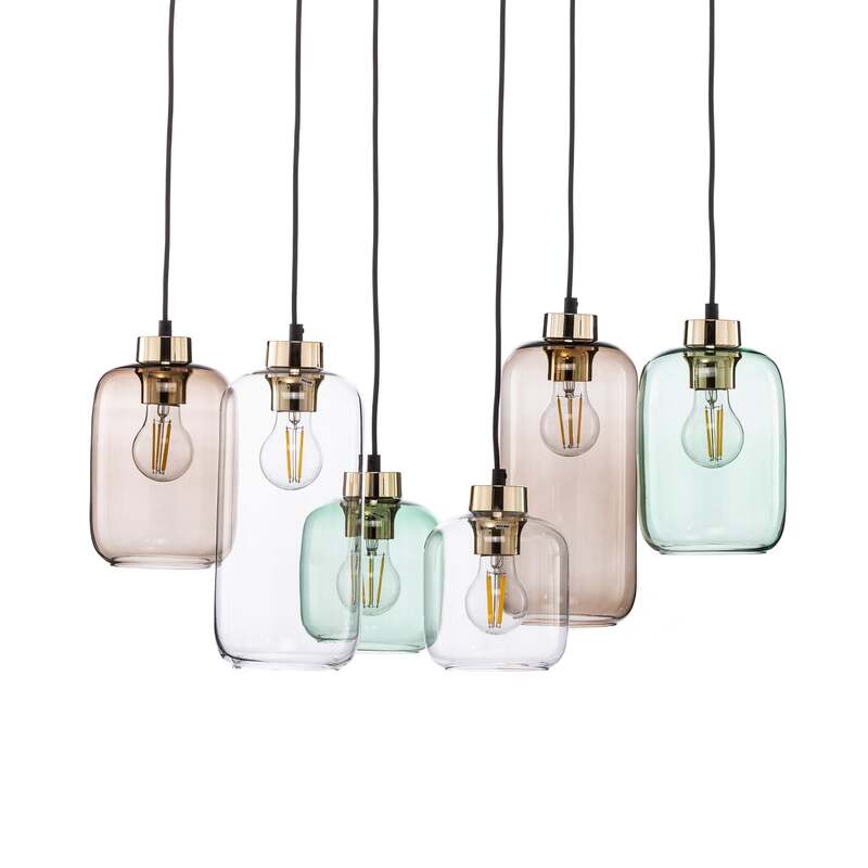 TK-Lighting Hängeleuchte Marco Green 6-flammig LED dimmbar schwarz gold 65x35cm - 5901780533281