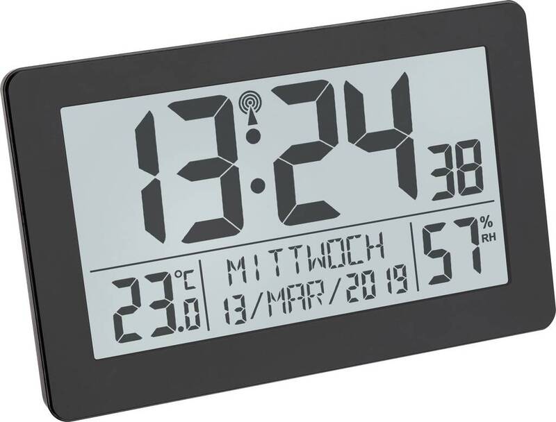 TFA Dostmann Funkuhr Digital Alarm große Anzeige schwarz 20,6x3x13cm DCF77 - 4009816033963
