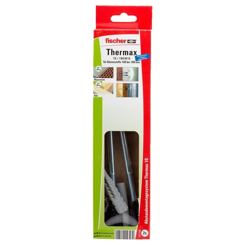 Fischer Abstandsmontagesystem Thermax 10/180 M10 B schwarz für verschiedene B... - 4048962143270