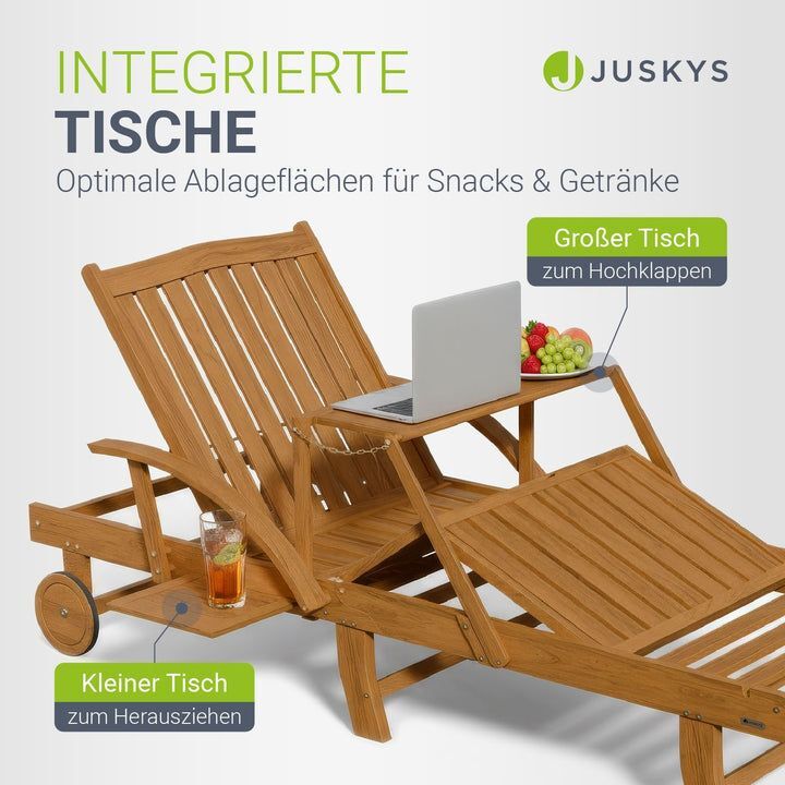 Gartenliege klappbar Sun Scape Sonnenliege wetterfest Akazienholz verstellbar - 4262437187457
