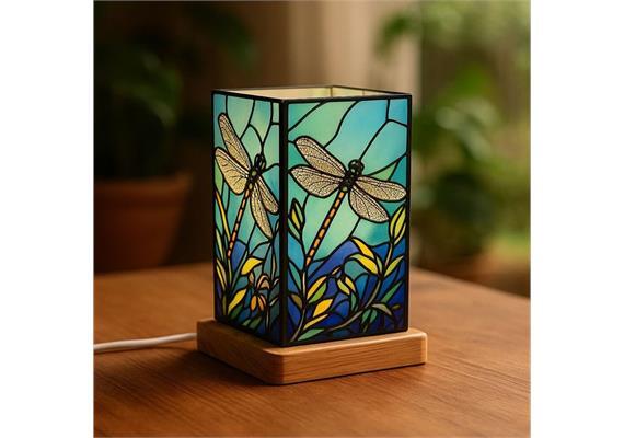 Wagner Life Tischleuchte Art Light Libelle LED Lampe Acryl Holzsockel bunt - 4041678020583