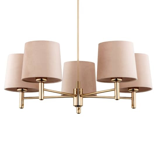 Euluna Kronleuchter Polo 5-flg. beige messing dunkel Deckenlampe Deckenlampe - 5902553224924