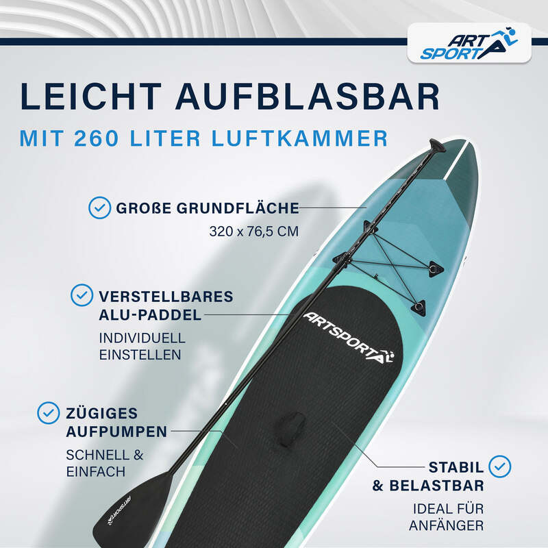 Stand Up Paddling Board Blue Wave SUP Board Komplett Set Zubehör blau Aufblasbar - 4260565524854