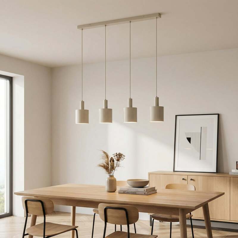 Lindby Hängelampe Hängeleuchte Ovelia LED Pendelleuchte dimmbar beige 4-flammig - 4251911775259