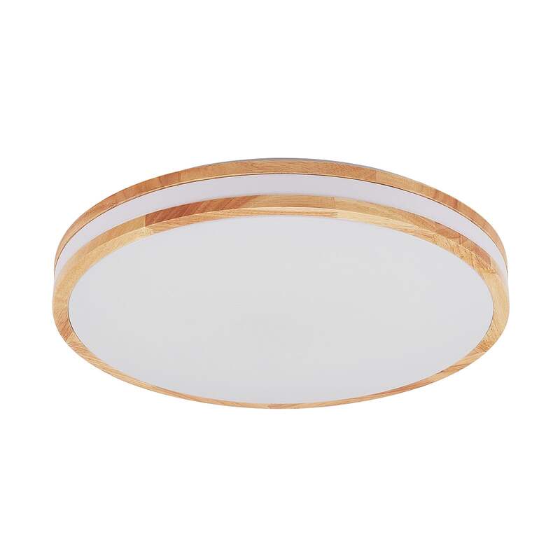 Lindby Deckenlampe Emiva LED Leuchte dimmbar Holz hell CCT 50cm 3000K-6500K - 4251911711950