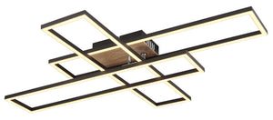B-Ware Globo Deckenleuchte Lampe LED Dakari Panel Holz Schwarz drehbar 40W Warmweiß