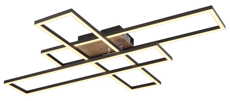 Globo Deckenleuchte Lampe LED Dakari Panel Holz Schwarz drehbar 40W Warmweiß - 9007371446797