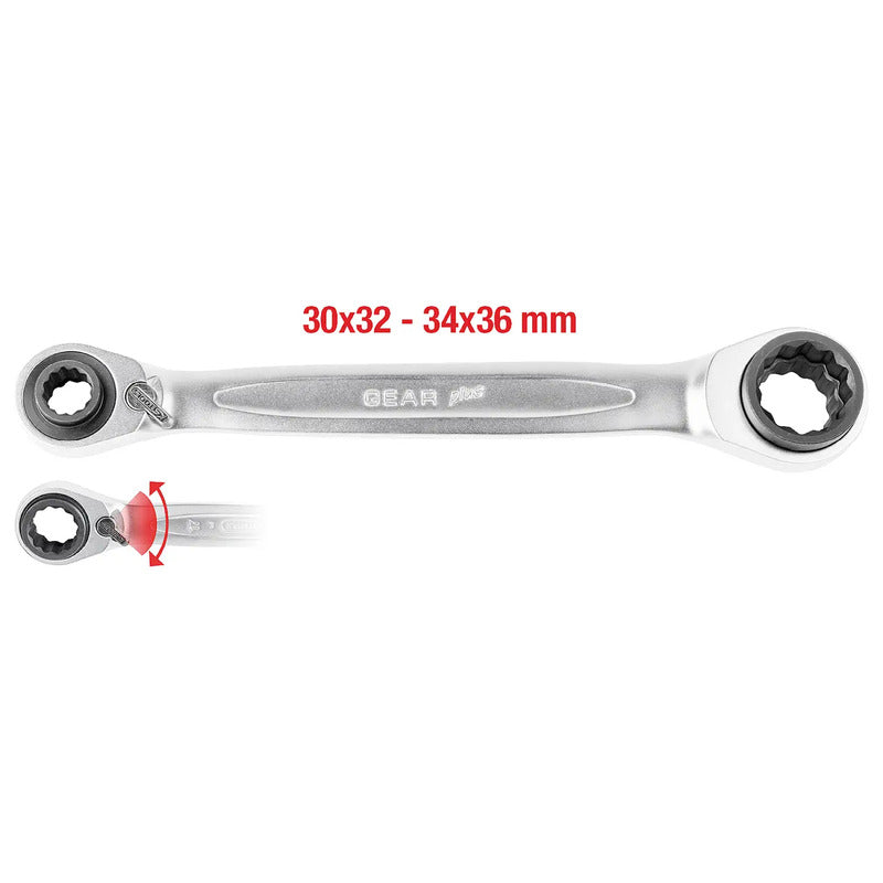 KS Tools Doppel-Ringschlüssel 30-36mm Werkzeug Chrom-Vanadium Stahl 72 Zähne - 4042146407868