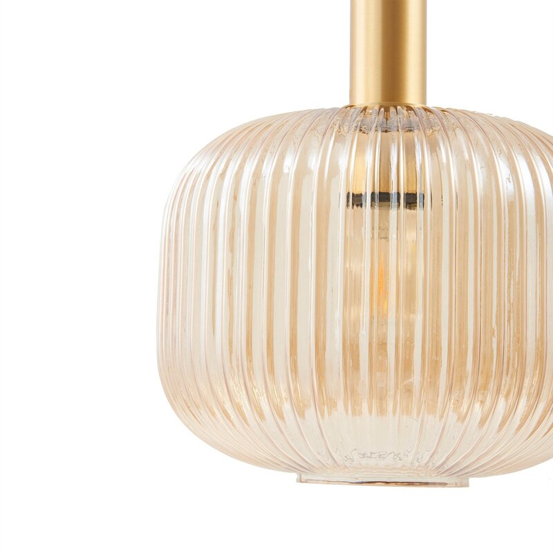 Lindby Hängeleuchte Doroteo 1-flg. amber Glas Deckenlampe Leuchte Spot Lampe - 4251911792980
