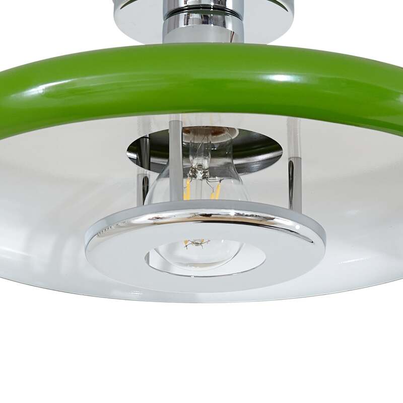 Lindby Deckenleuchte Branford Retro grün Ø 35 cm dimmbar Metall 15 W E27 - 4255830903410