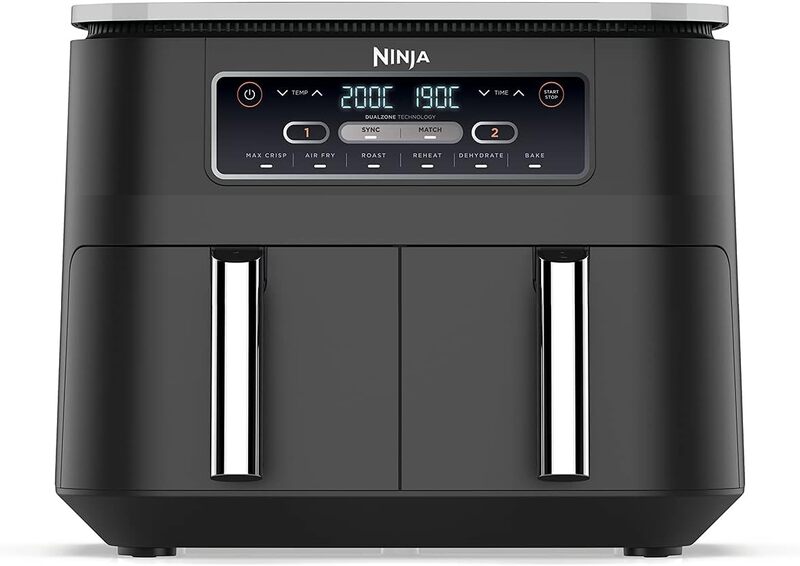 Ninja Foodi Heißluft-Fritteuse mit 2 Frittierfächern und 7,6 l Fassungsvermögen - 0622356239561