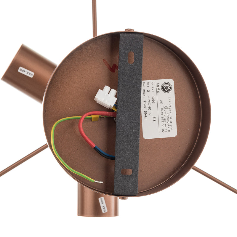 Deckenleuchte Tori kupfer Euluna 3-flammig dimmbar 28 cm hoch 48 cm Durchmesser - 4251911799934