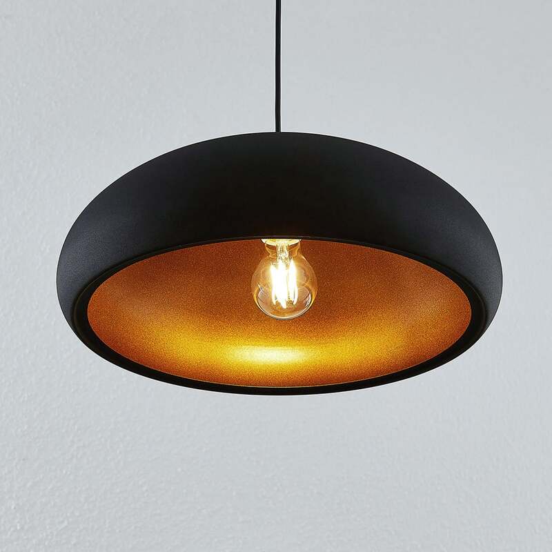 Lindby Pendelleuchte Hängeleuchte Gerwina LED Lampe dimmbar schwarz/gold 40cm - 4251096560633