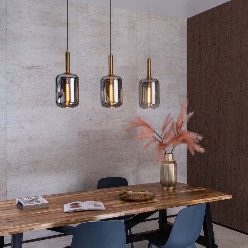 Lucide Hängelampe Hängeleuchte Joanet LED Pendelleuchte dimmbar rauchglas gold - 5411212451989