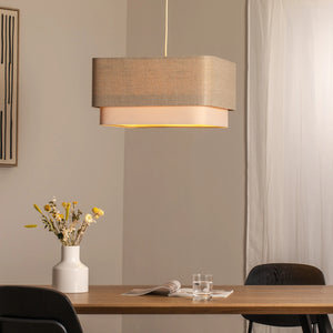 B-Ware Hängeleuchte Pendelleuchte Kwadro LED E27 Lampe Leuchte beige creme Leinen