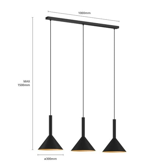 Arcchio Tadej Pendelleuchte Pendelleuchte Lampe Leuchte 3-flammig schwarz g790 - 4251096576368