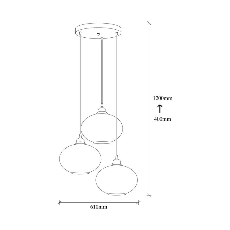 Hängelampe Smoked 051 3-flammig Rondell Glas Ø27cm Hängeleuchte Lampe Spot E27 - 10023717