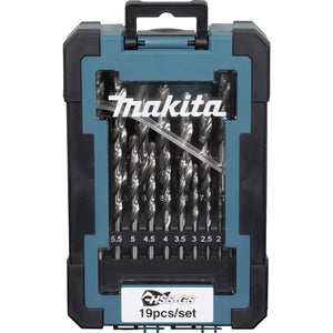 B-Ware Makita Metall-Spiralbohrer HSS Bohrer-Set 19-teilig 1-10mm präzise Bohrer