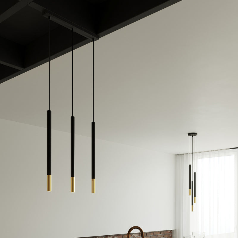 Euluna Pendelleuchte Hängeleuchte Thalassa 3-flammig LED dimmbar schwarz/gold - 4251911781601