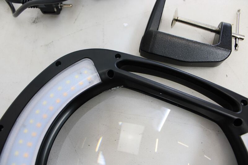 LED Lupenleuchte Lupe Leuchte 2.25x Kaltweiss dimmbar Tischklemme 1100lm ESDsich - 7640174710393