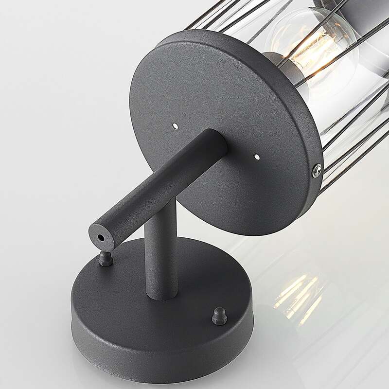 Lindby Yonan AußenWandleuchte Gartenleuchte Terrassenlampe rund dunkelgrau E27 - 4251096575903