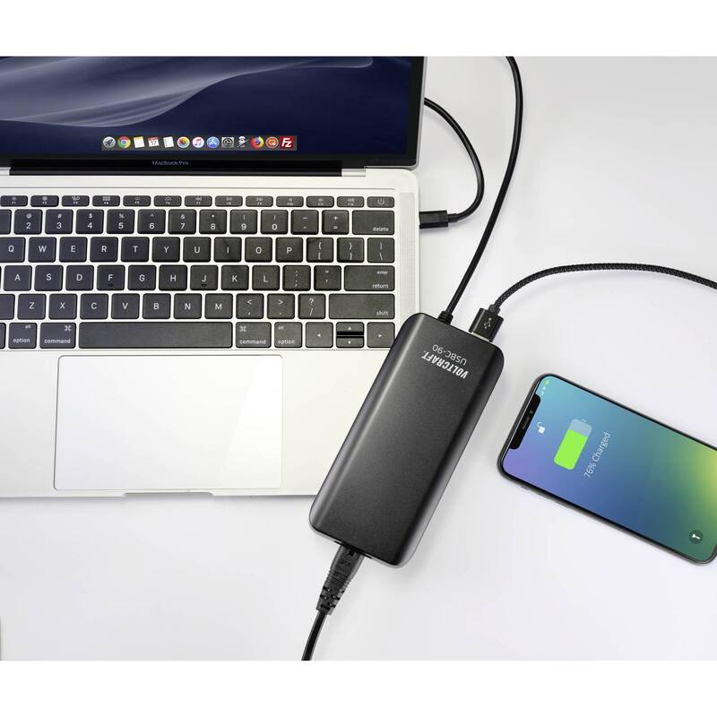 Voltcraft USB Ladegerät USBC-90 90W 5V 20V 4.5A USB Power Delivery 2 Ausgänge - 4064161198934