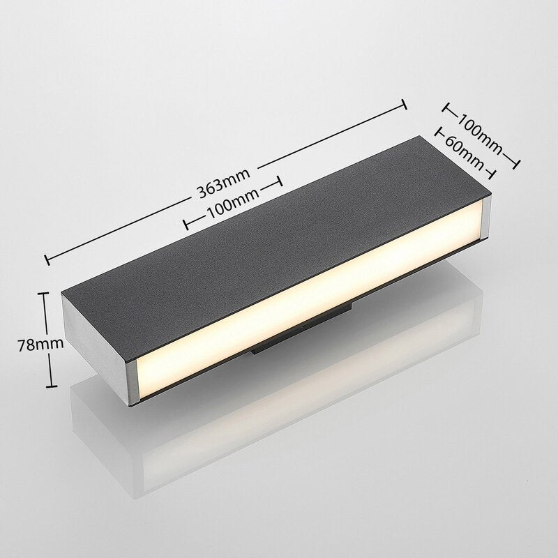 Lucande Außenleuchte Außenlampe LED Wandlampe dunkelgrau Polycarbonat Edelstahl - 4251096573459