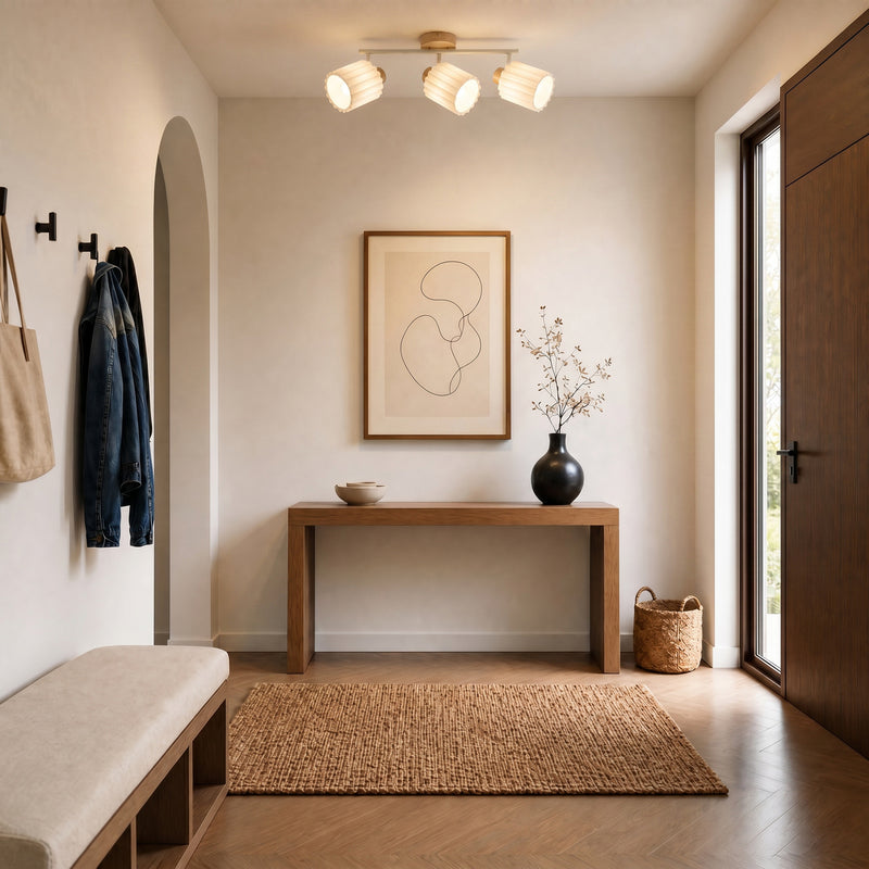 Lindby Deckenstrahler Shiloh LED dimmbar 3-flammig Holz beige 52x24,5cm - 0000010052834