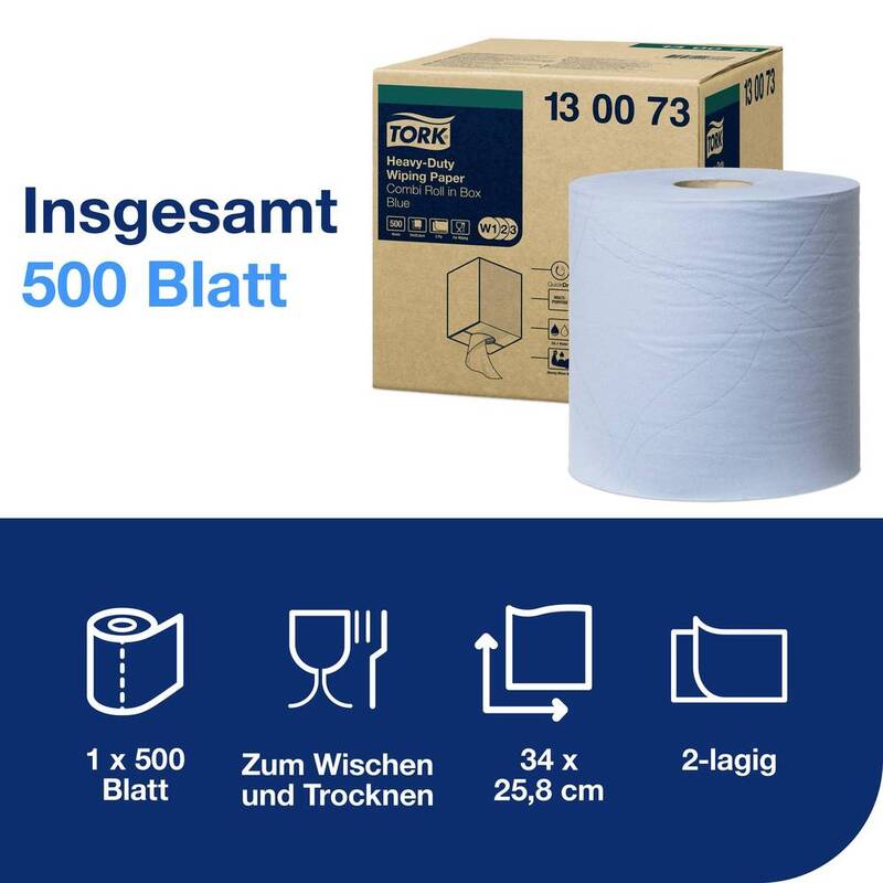 Tork Reinigungstücher 2 lagig 500 Blatt Oberflächenreinigung blau Karton - 7322540183788