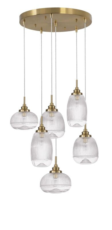 Nova Luce Pendelleuchte Hängeleuchte MOND Gold E14 LED 6fach dimmbar Glas Metall - 5212017419385
