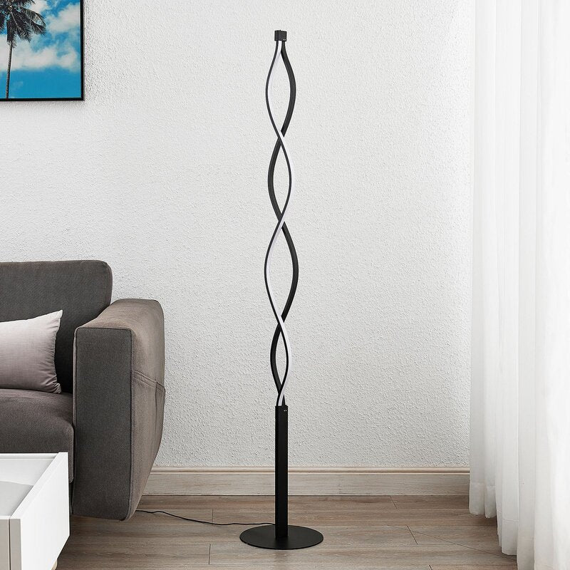 Lindby Welina LED-Stehleuchte Standlampe Stehlampe Standleuchte gedreht schw256 - 4251096597240