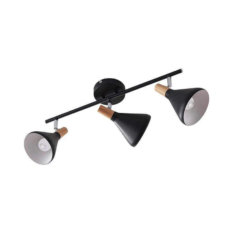 Lindby Deckenleuchte Deckenlampe Arina schwarz dreiflammig Metall Holz 53 cm - 4251096547009