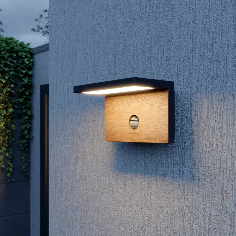 Lucande Außenwandleuchte Lignus LED Gartenlampe mit Bewegungsmelder dunkelgrau - 4251096581553