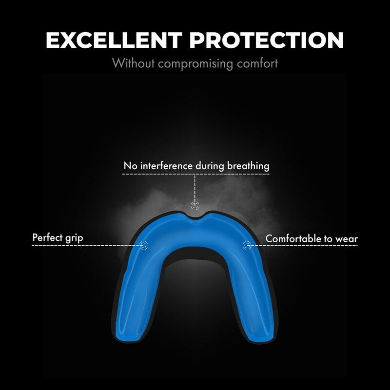 FIGHTR Premium Mundschutz Zahnschutz Boxen MMA inkl. Hygiene Box blau 78x78mm - 4260723850146