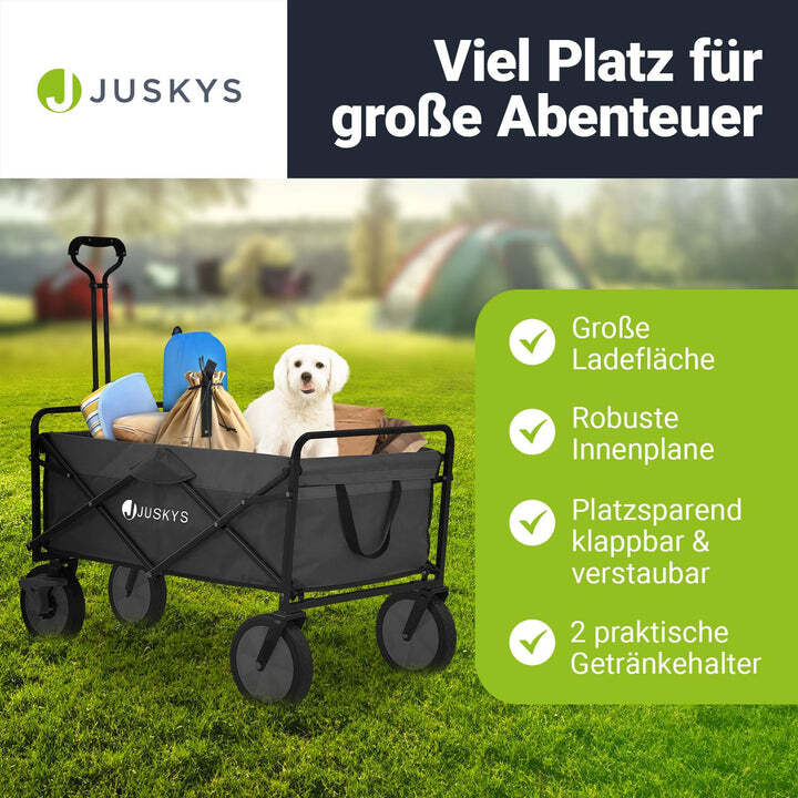 Faltbarer Bollerwagen Transportwagen für Freizeitaktivitäten schwarz 100kg - 4262437185736