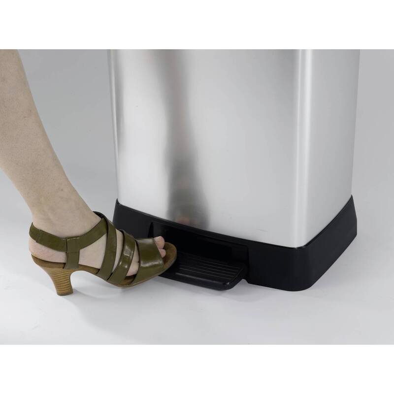 Curver Mülleimer Deco Bin Metallic 50l Abfallbehälter Silber Schwarz 390x720mm - 3253922162593