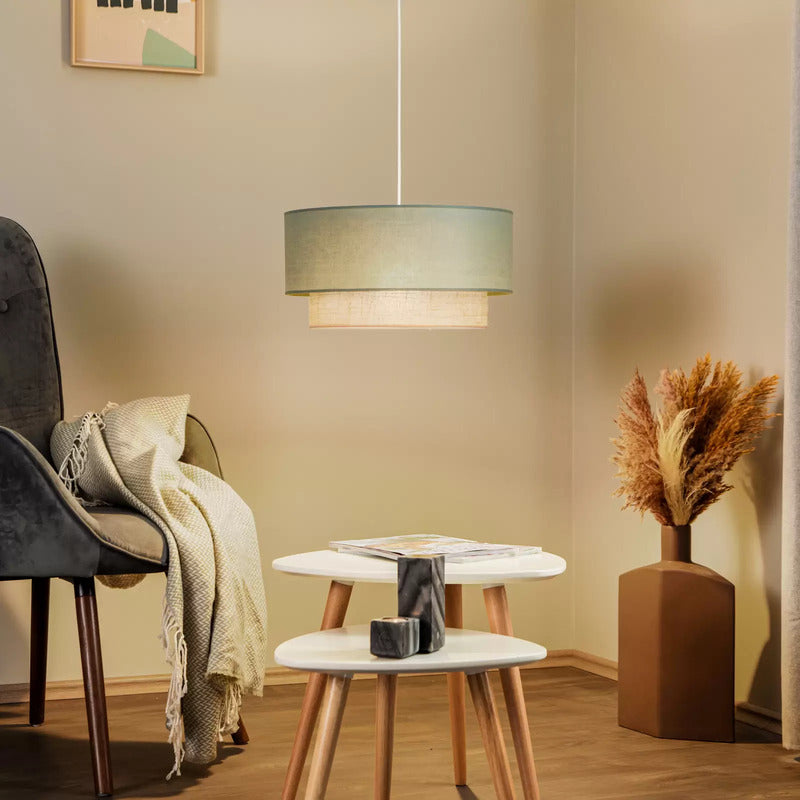 Hängeleuchte Boho Ø 45 cm 1flg. salbeigrün/Jute Deckenleuchte Hängelampe Lampe - 5903689189781