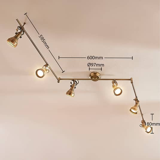 Lindby Deckenlampe Deckenleuchte Perseas Altmessing 6 Flammig Strahler GU10311 - 4251096502435