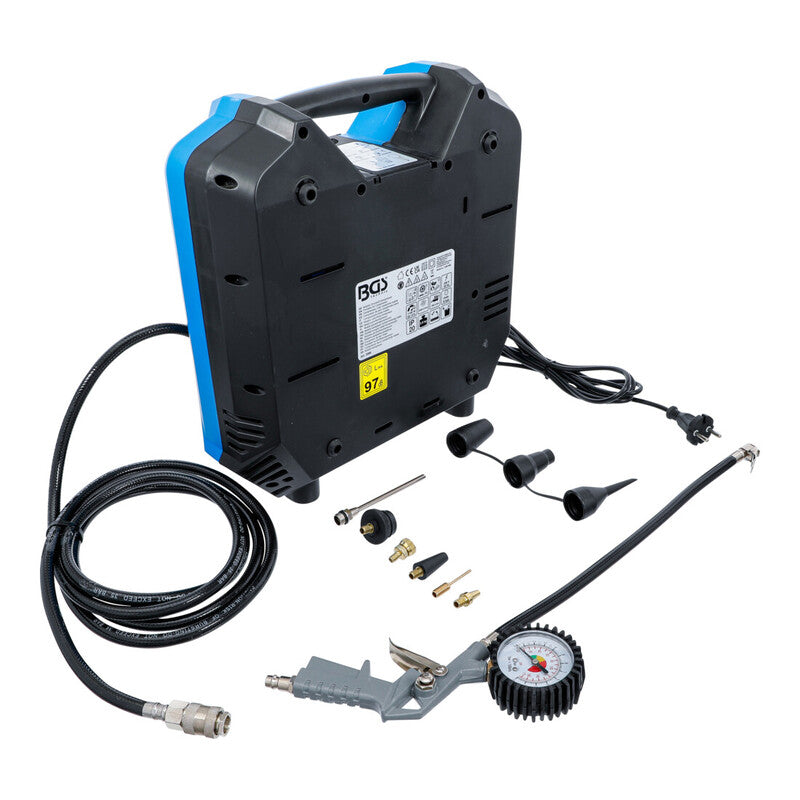 BGS technic Druckluft Kompressor 3386 tragbar 1100W 8bar 180l/min Adapter-Set - 4026947033860